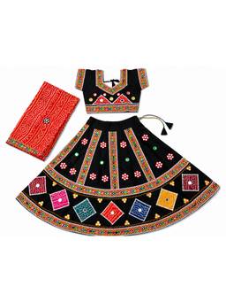 Banjara India - Kutch Work Embroidered Cotton Mirrorwork Chaniya Choli With Dupatta