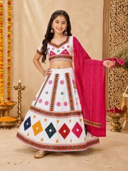 Banjara India - Kutch Work Embroidered Cotton Mirrorwork Chaniya Choli With Dupatta