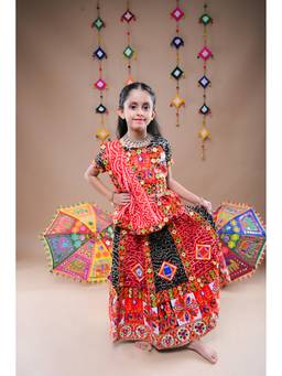 Banjara India - Kutchi Embroidered Girls Chaniya Choli With Dupatta