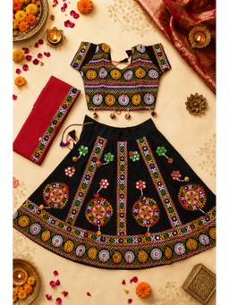 Banjara India - Kutch Embroidered Cotton Mirror Chaniya Choli With Dupatta