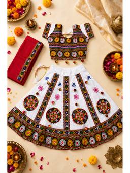 Banjara India - Kutch Embroidered Cotton Mirror Chaniya Choli With Dupatta