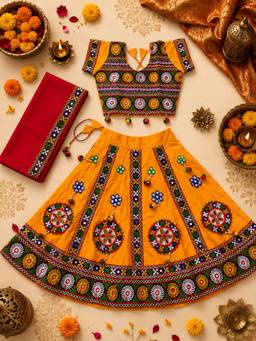 Banjara India - Kutch Embroidered Cotton Mirror Chaniya Choli With Dupatta