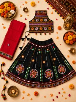 Banjara India - Kutch Work Embroidered Cotton Mirrorwork Chaniya Choli With Dupatta