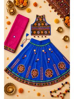 Banjara India - Kutch Work Embroidered Cotton Mirrorwork Chaniya Choli With Dupatta