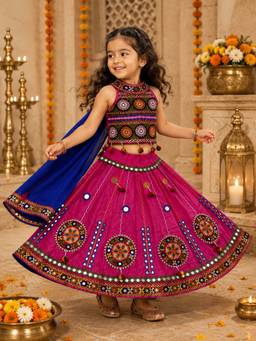 Banjara India - Kutch Embroidered Cotton Mirror Chaniya Choli With Dupatta