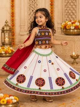 Banjara India - Kutch Work Embroidered Cotton Mirrorwork Chaniya Choli With Dupatta