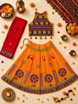 Banjara India - Kutch Embroidered Cotton Mirrorwork Chaniya Choli With Dupatta