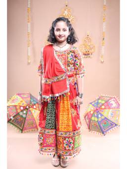 Banjara India - Kutchi Embroidered Girls Chaniya Choli With Dupatta