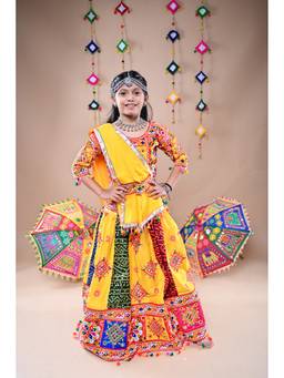Banjara India - Kutchi Embroidered Girls Chaniya Choli With Dupatta