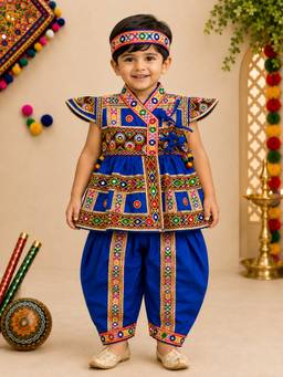 Banjara India - Kutch blue Cotton Mirror Lehenga Chaniya Choli