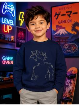 Nusyl - Boy Navy Anime Character Printed Full Sleeves Sweatshirt