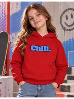 Nusyl - Girl Red Chill Text Printed Hoodie