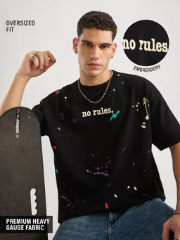 The Souled Store - Open Knit No Rules Men Oversized T-Shirt