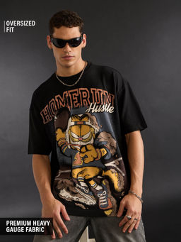 The Souled Store - Official Garfield: Homerun Men Oversized T-Shirt