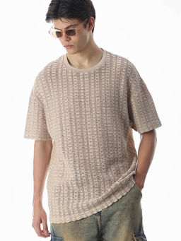 Jack & Jones - Beige Oversized Fit T-Shirt