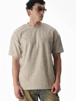 Jack & Jones - Beige Oversized Fit T-Shirt