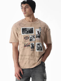 Jack & Jones - Beige Oversized Fit T-Shirt