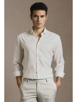 Louis Philippe - Men White Textured Full Sleeves Casual Shirt