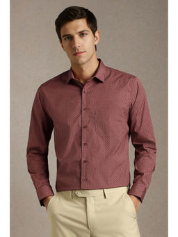 Louis Philippe - Men Maroon Print Full Sleeves Formal Shirt