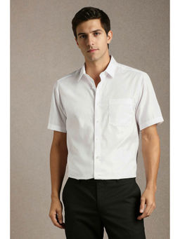 Louis Philippe - Men White Textured Half Sleeves Formal Shirt