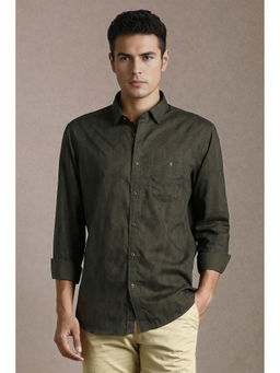 Louis Philippe - Men Olive Print Full Sleeves Casual Shirt