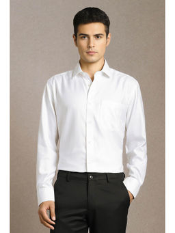 Louis Philippe - Men White Textured Full Sleeves Formal Shirt