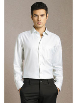 Louis Philippe - Men White Textured Full Sleeves Formal Shirt
