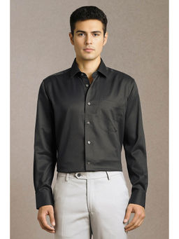 Louis Philippe - Men Black Textured Full Sleeves Formal Shirt