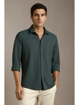 Louis Philippe - Men Green Textured Full Sleeves Casual Shirt
