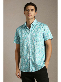 Louis Philippe - Men Light Blue Print Half Sleeves Casual Shirt
