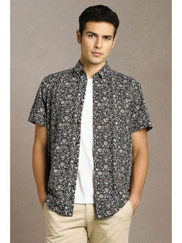 Louis Philippe - Men Black Print Half Sleeves Casual Shirt