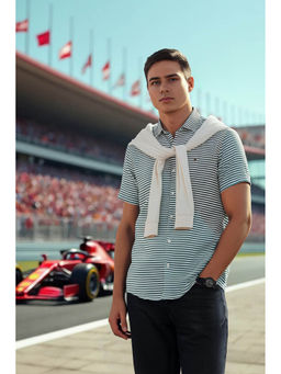 Louis Philippe - Men Multicolour Stripe Half Sleeves Casual Shirt