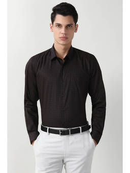 Peter England - Men Brown Slim Fit Full Sleeves Formal Shirt