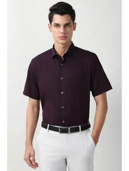 Peter England - Men Purple Regular Fit Half Sleeves Formal Shirt