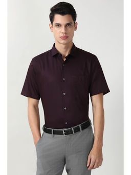 Peter England - Men Purple Regular Fit Half Sleeves Formal Shirt