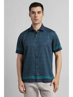 Simon Carter - Navy Blue Printed Shirt
