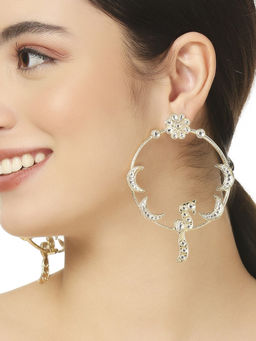 OOMPH - Kundan Indo-Western Drop Earrings - Peacock Design - Wedding Look