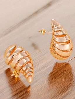 OOMPH - Gold Tone Water Drop Shape Chunky Spiral Fashion Stud Earrings