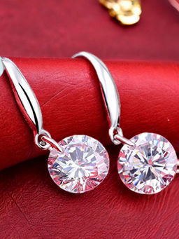 OOMPH - Silver Tone Delicate Round Cubic Zirconia Fashion Drop Earrings