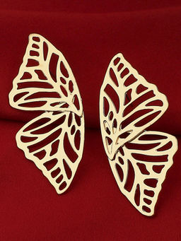 OOMPH - Gold Tone Oversized Butterfly Party Wear Fashion Earrings