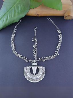 I Jewels - Ethnic Silver Oxidised Mathapatti with Ghungroo