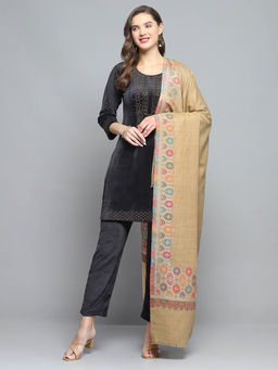 Monte Carlo - Womens Printed Khaki Shawl