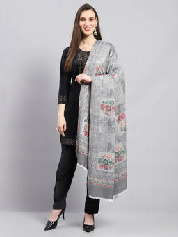 Monte Carlo - Womens Printed Grey Shawl