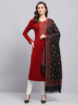 Monte Carlo - Womens Printed Black Shawl