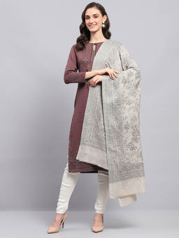 Monte Carlo - Womens Printed Cream Shawl