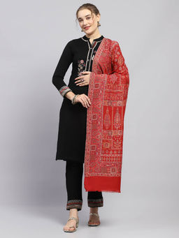 Monte Carlo - Womens Maroon Printed Shawl