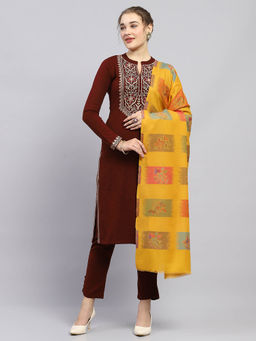 Monte Carlo - Womens Mustard Printed Shawl