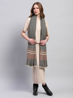 Monte Carlo - Womens Zig-Zag Printed Grey Stole