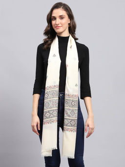 Monte Carlo - Womens Woven Cream Stole