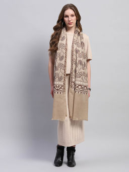 Monte Carlo - Womens Printed Beige Stole